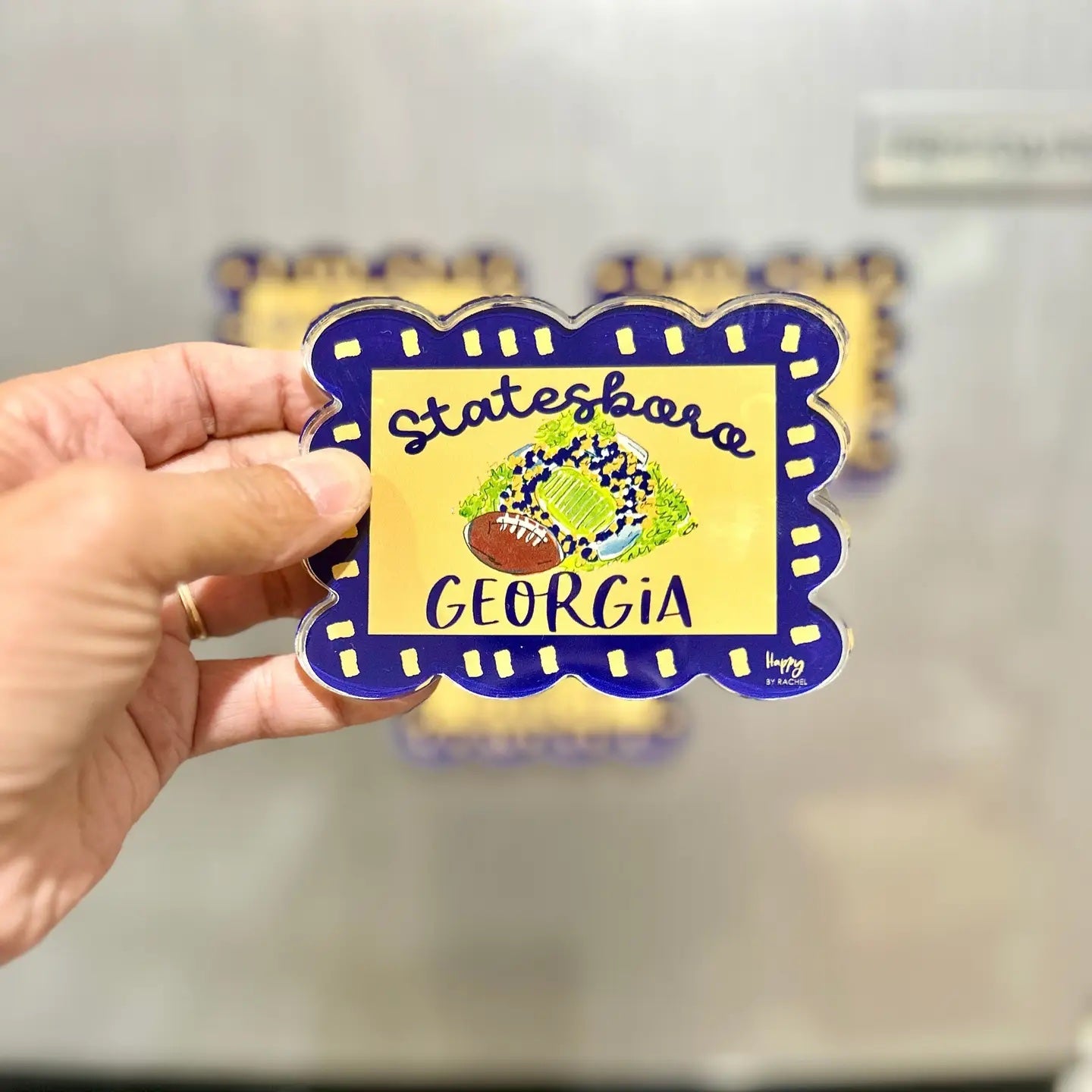 ACRYLIC Statesboro, GA Scalloped Stadium Magnet