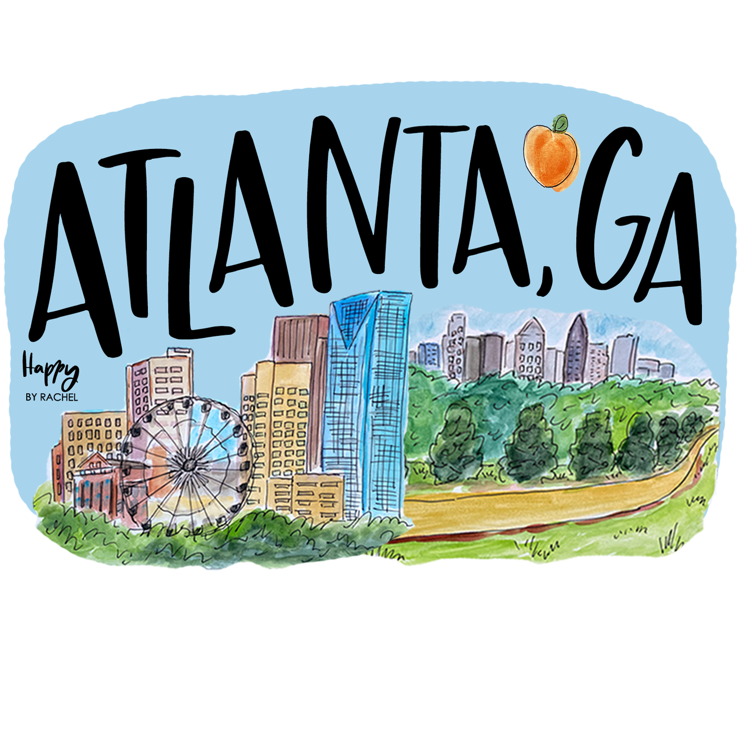 Atlanta, GA Wood & Enamel Ornament
