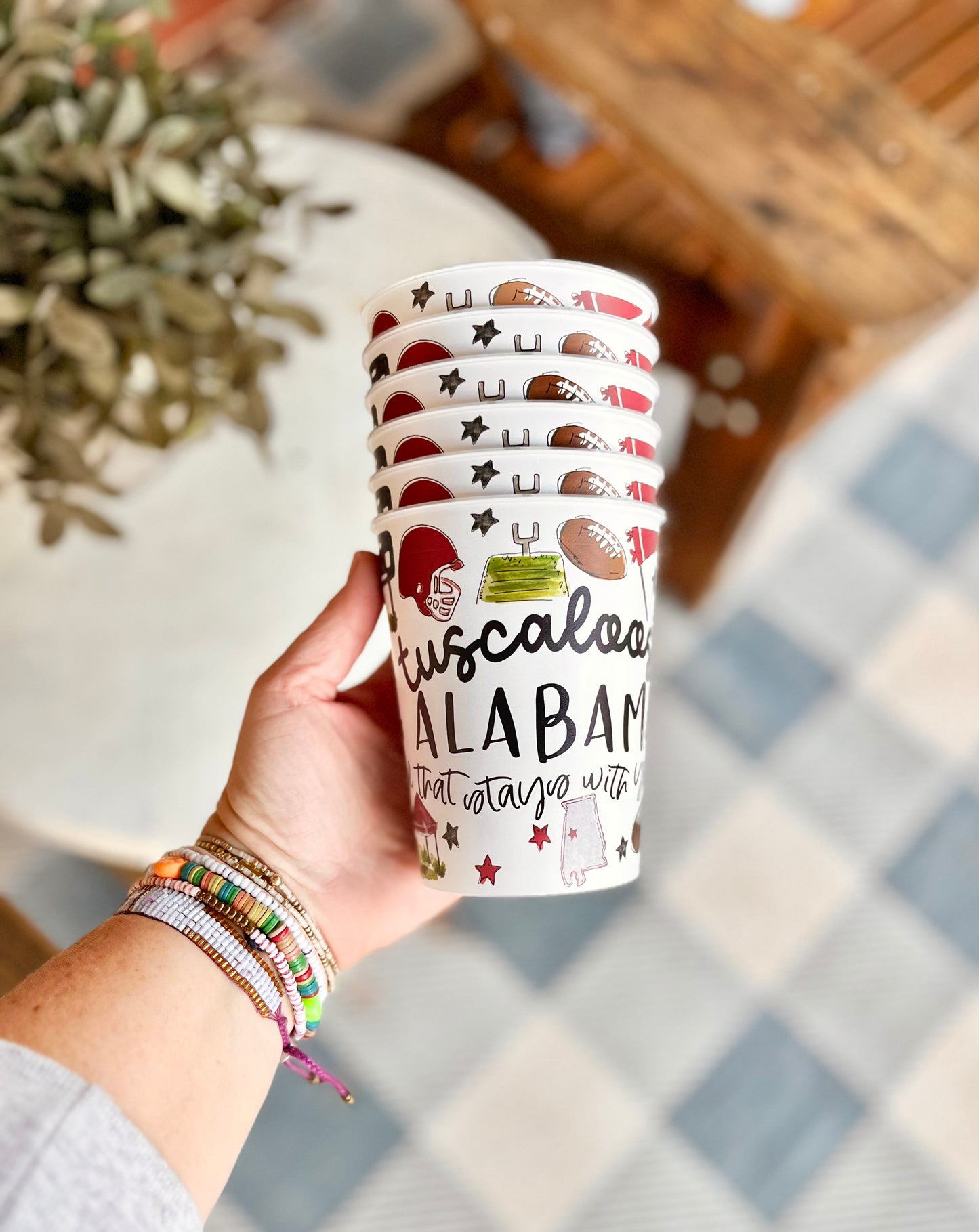 Tuscaloosa, AL Multi Sport Collage Style Reusable Cups