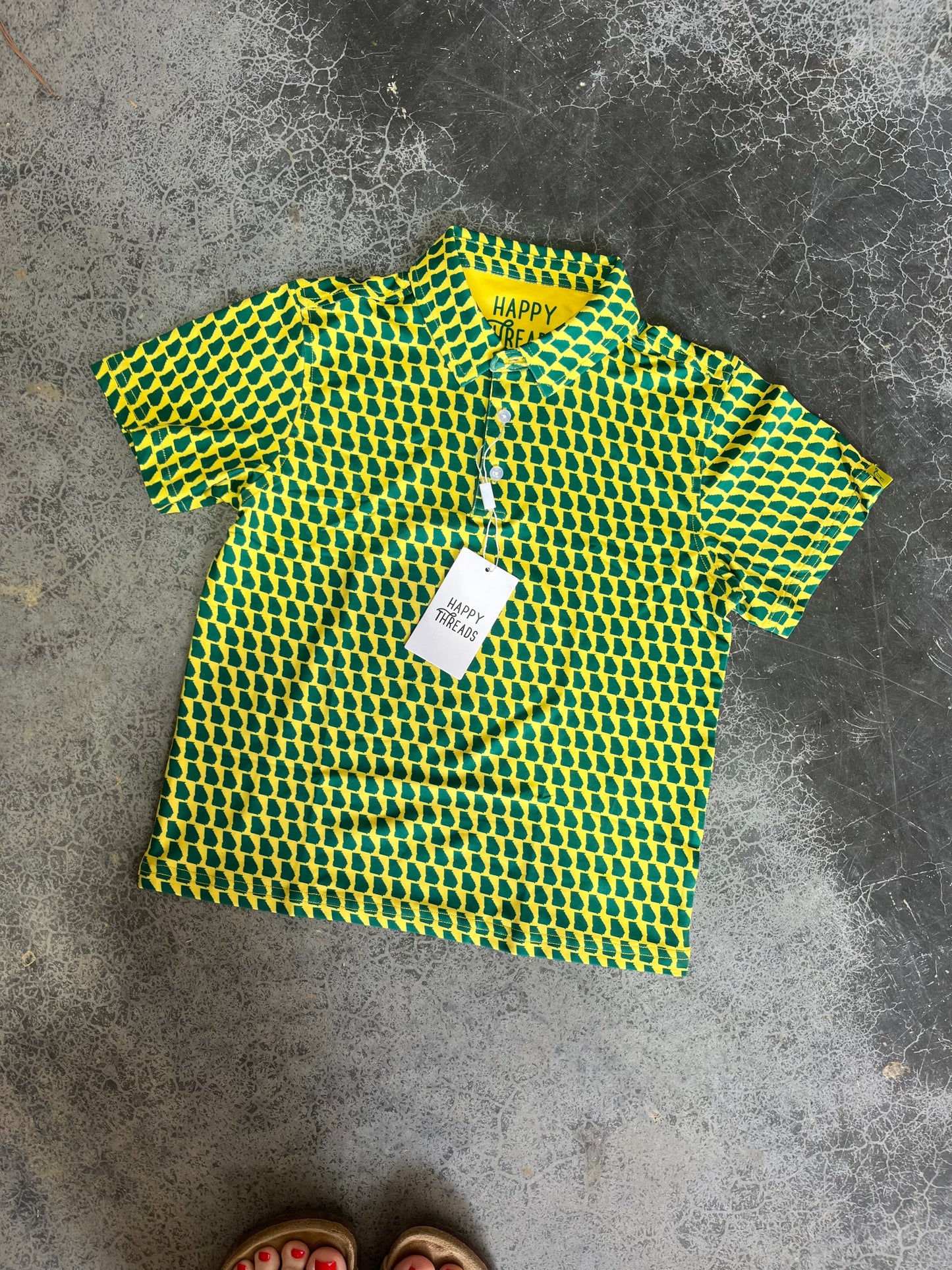 Youth Green and Yellow Augusta Polo