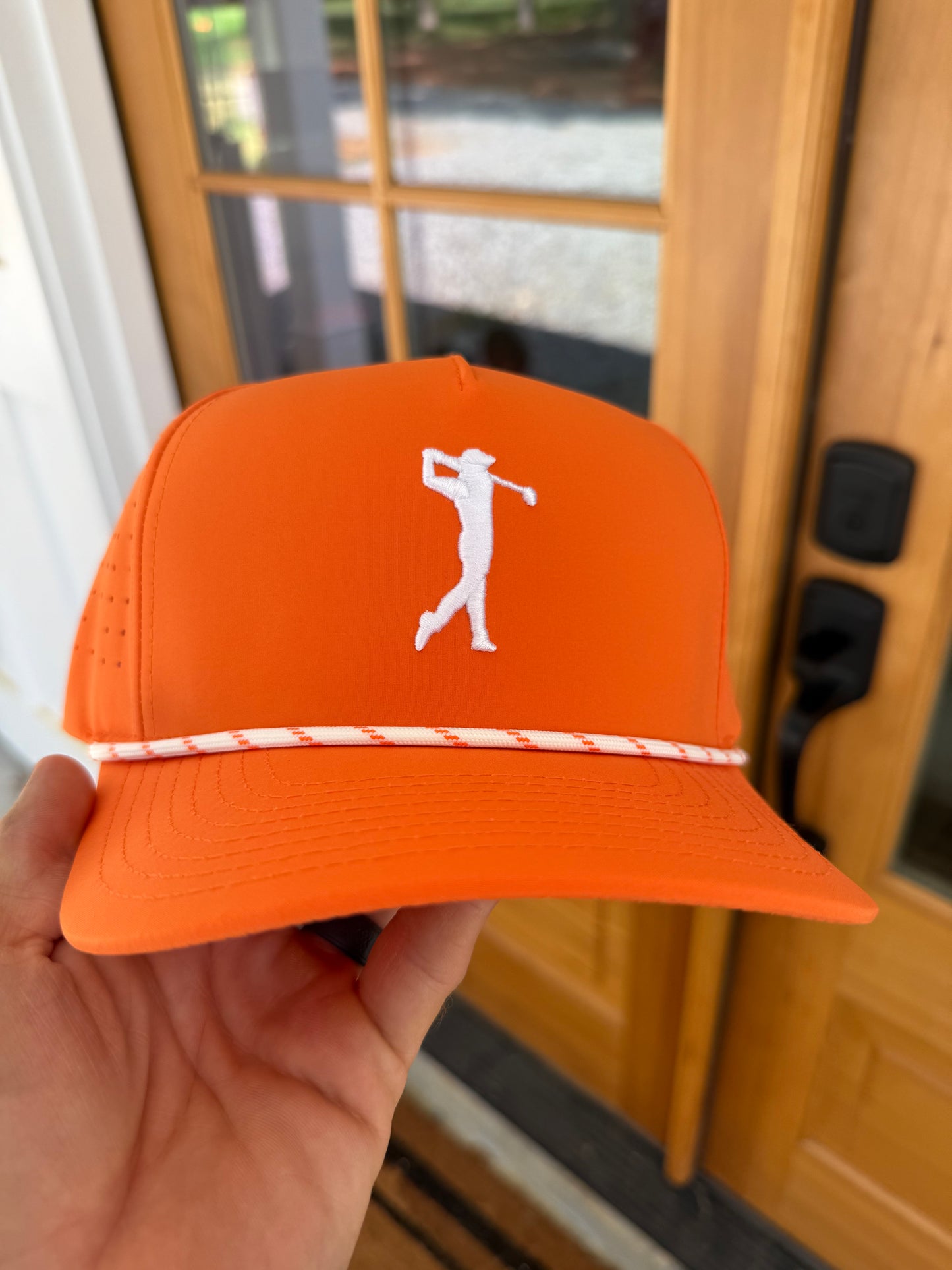 Orange Embroidered Golf Hat