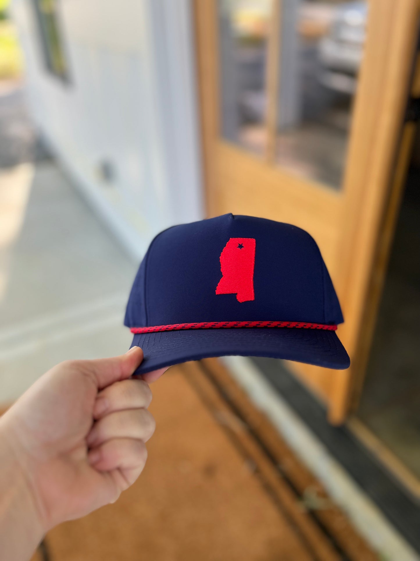 State of MS Navy Embroidered Rope Hat