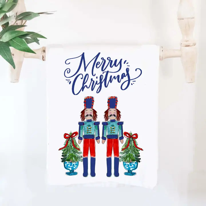 Blue Nutcracker Artwork Christmas Holiday Towel