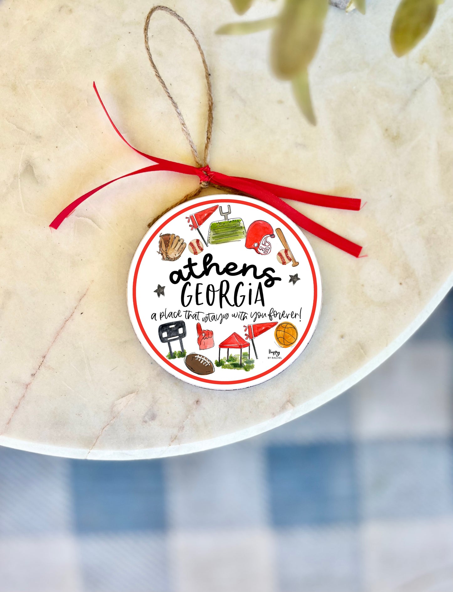 Athens, GA Multi Sport Wood and Enamel Ornament