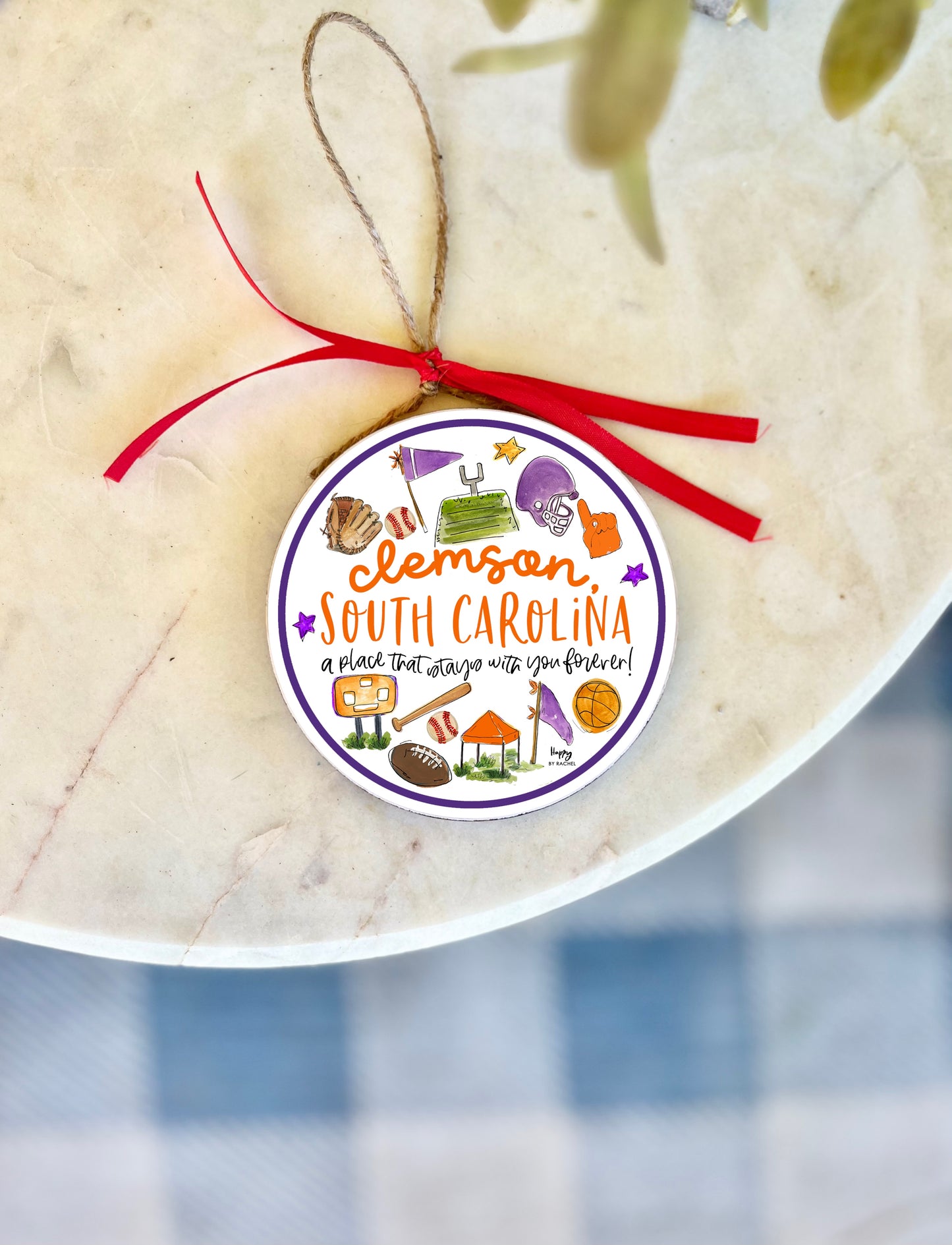 Clemson, SC Multi Sport Wood and Enamel Ornament