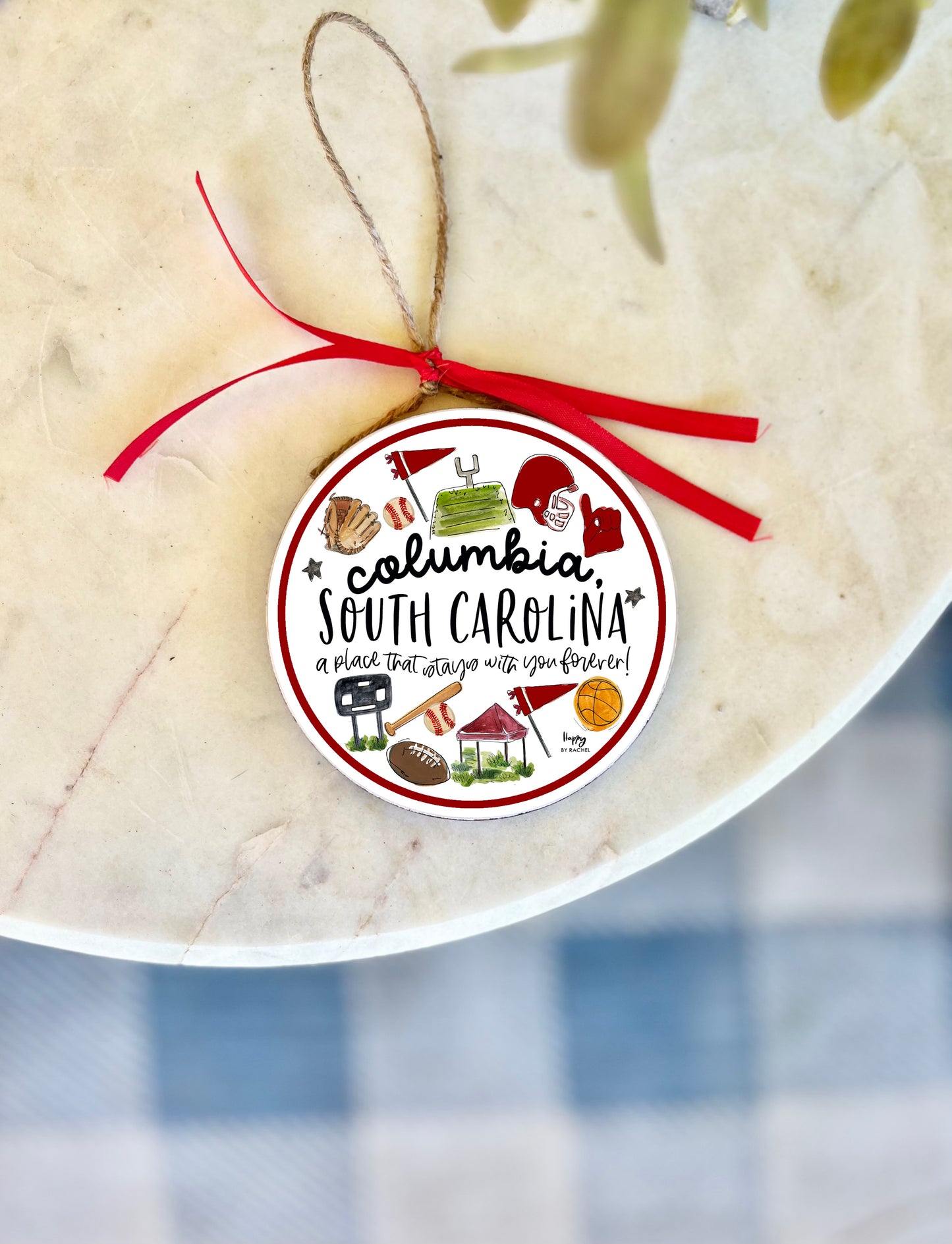 Columbia, SC Multi Sport Wood and Enamel Ornament