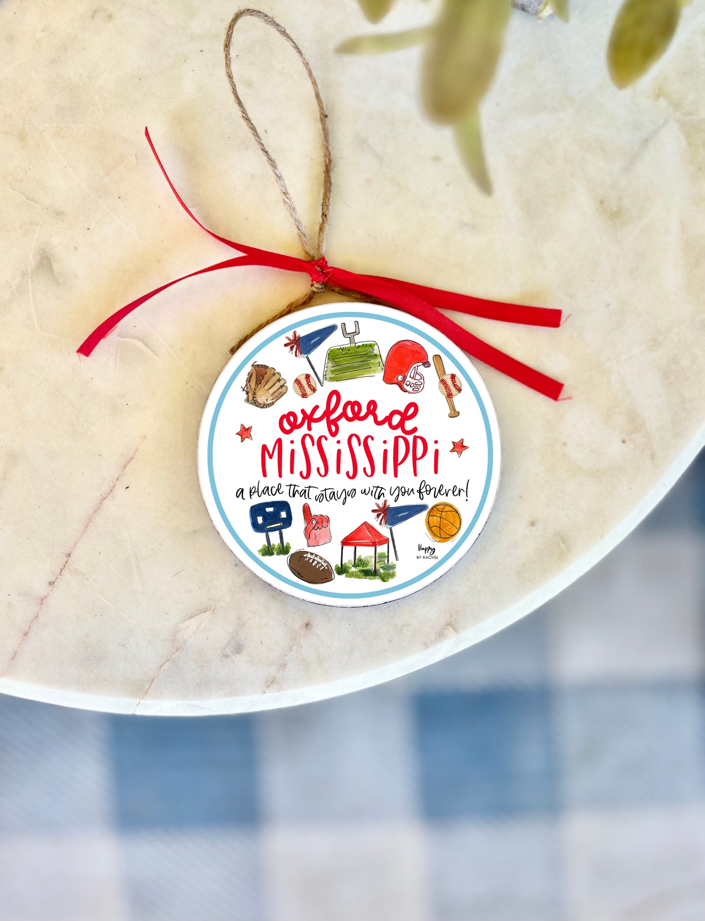 Oxford, MS Multi Sport Wood and Enamel Ornament