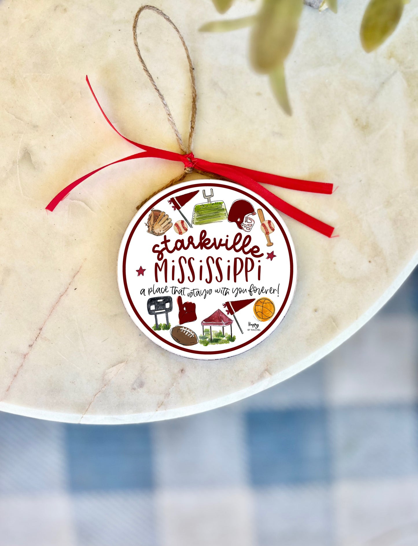 Starkville, MS Multi Sport Wood and Enamel Ornament