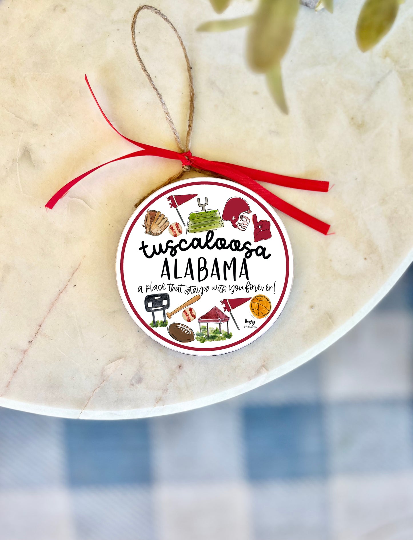 Tuscaloosa, AL Multi Sport Wood and Enamel Ornament