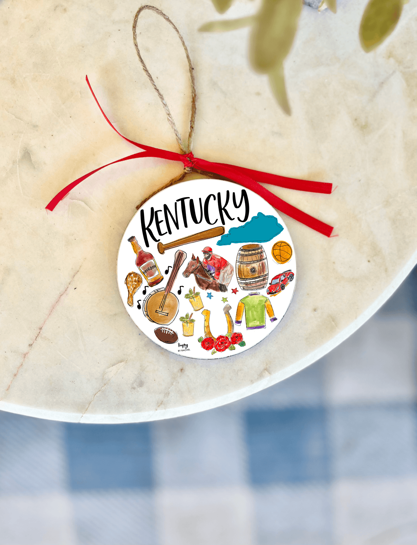 State of Kentucky Wood & Enamel Ornament