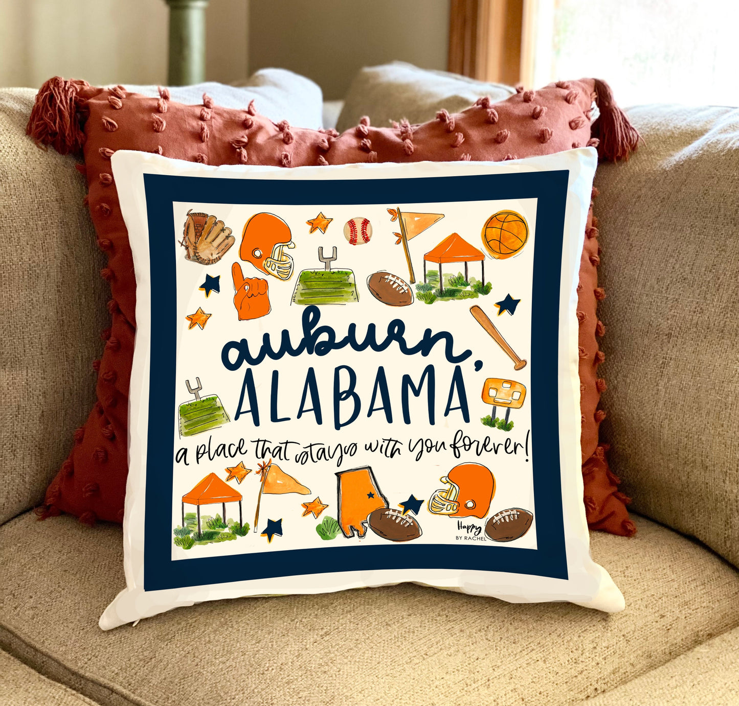 Auburn, AL Multi Sport Double Sided Square Pillow