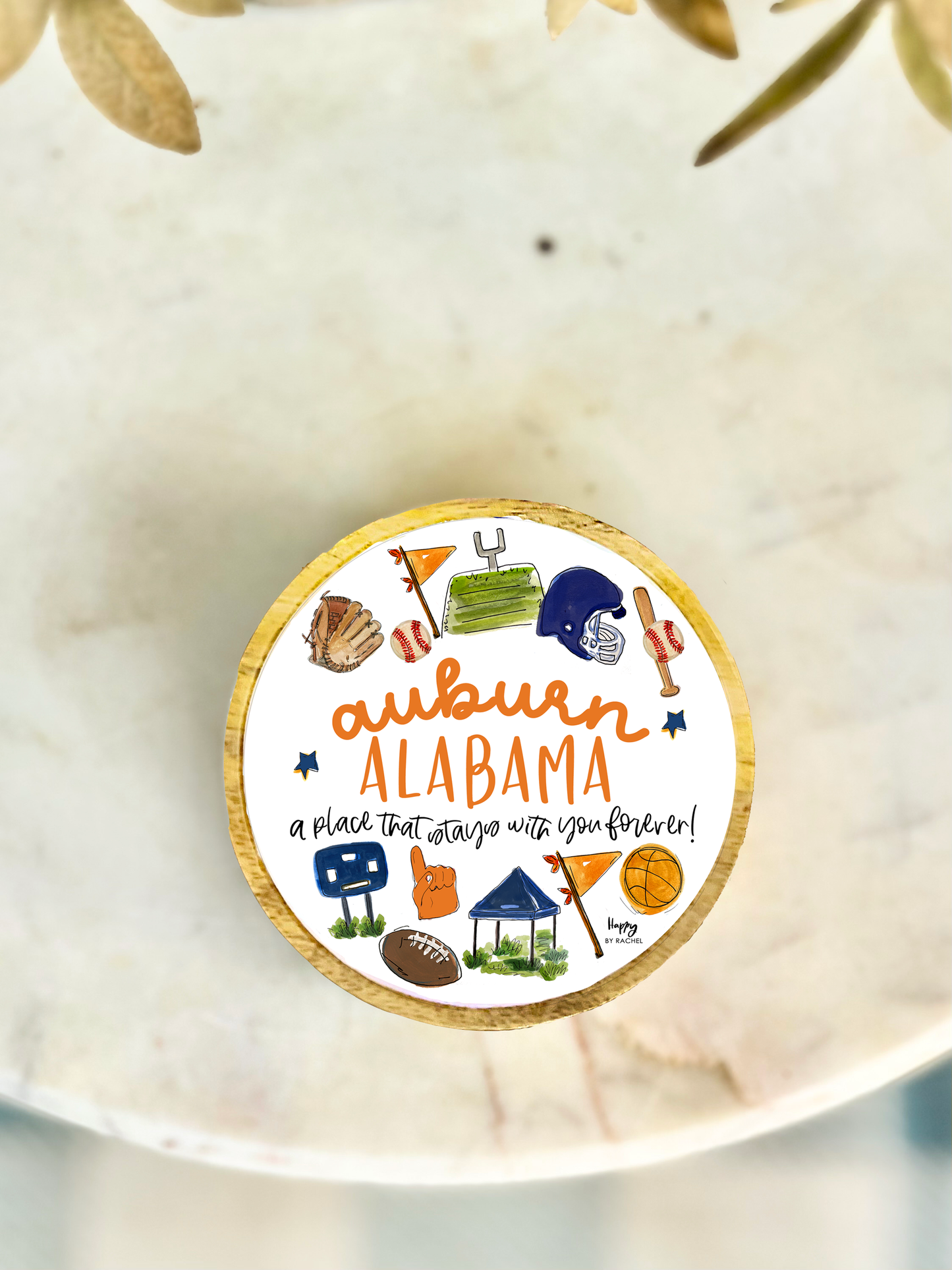 Auburn, AL Wood and Enamel Small Tray