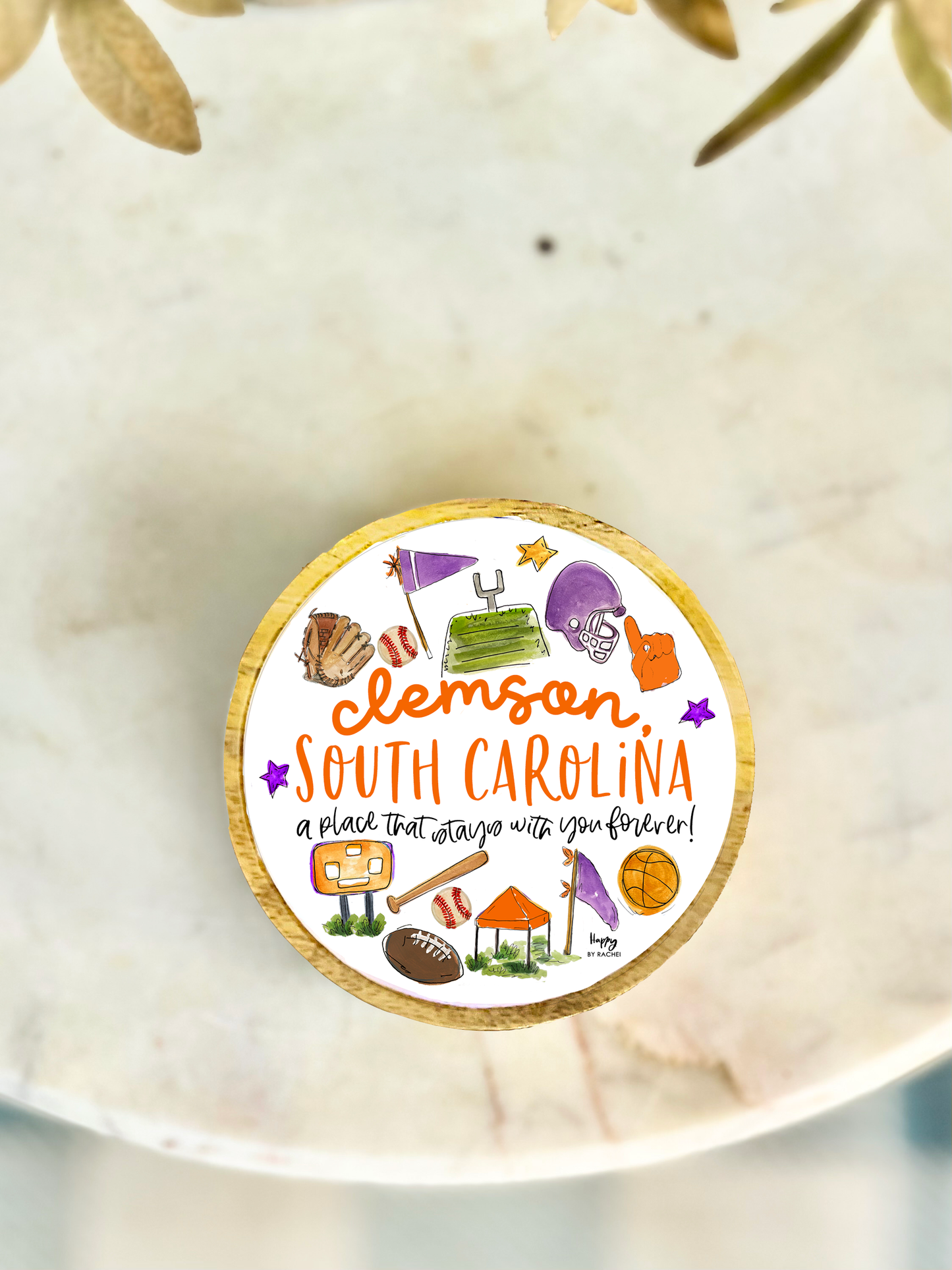 Clemson, SC Wood and Enamel Small Tray