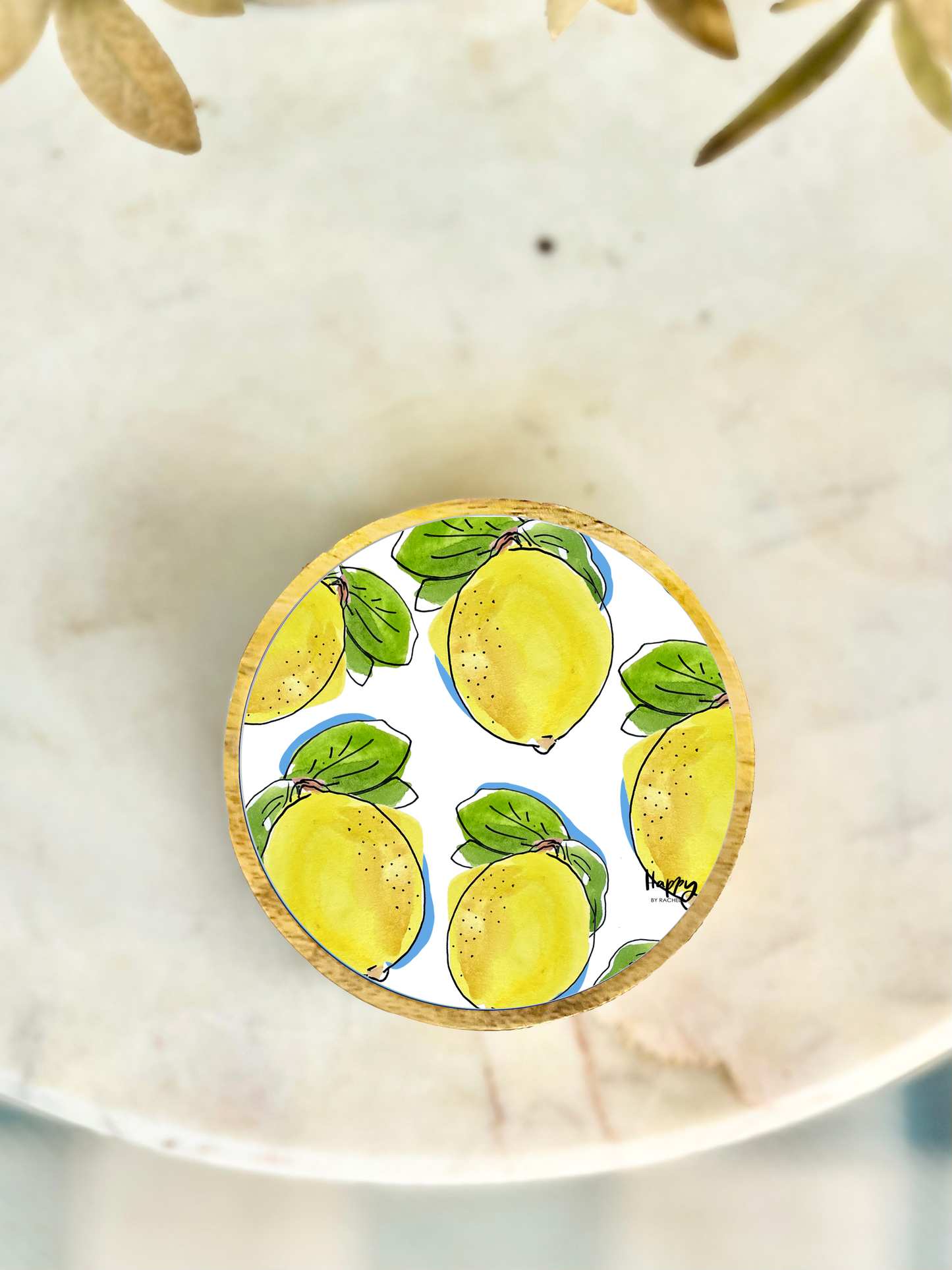 Lemon Wood and Enamel Small Tray
