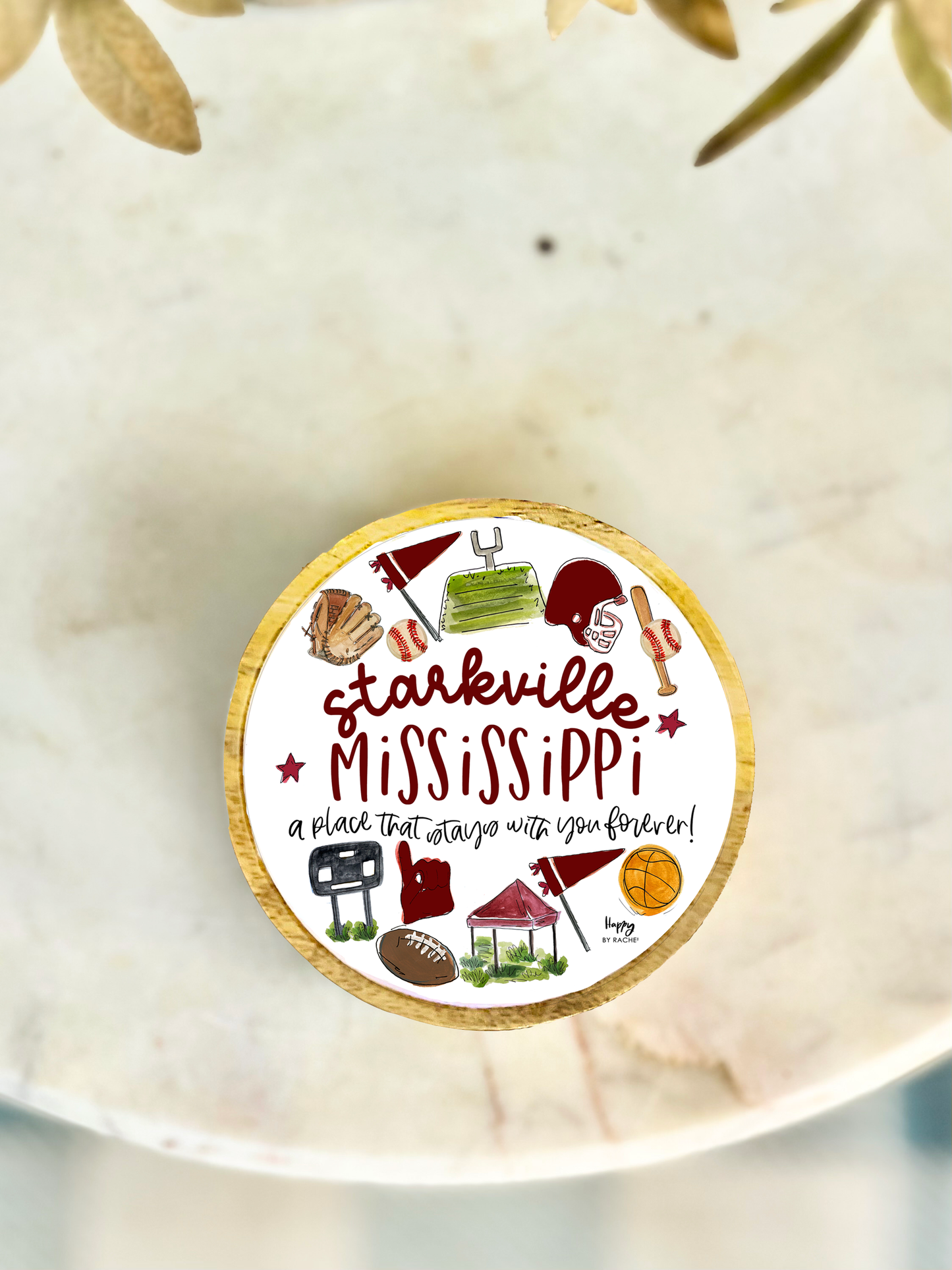 Starkville, MS Wood and Enamel Small Tray