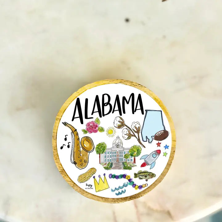State of Alabama Wood & Enamel Tray