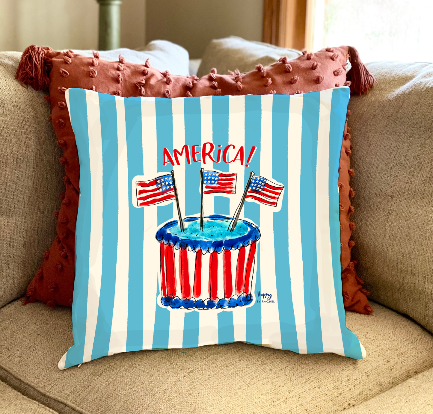AMERICA BIRTHDAY DOUBLE-SIDED PILLOW