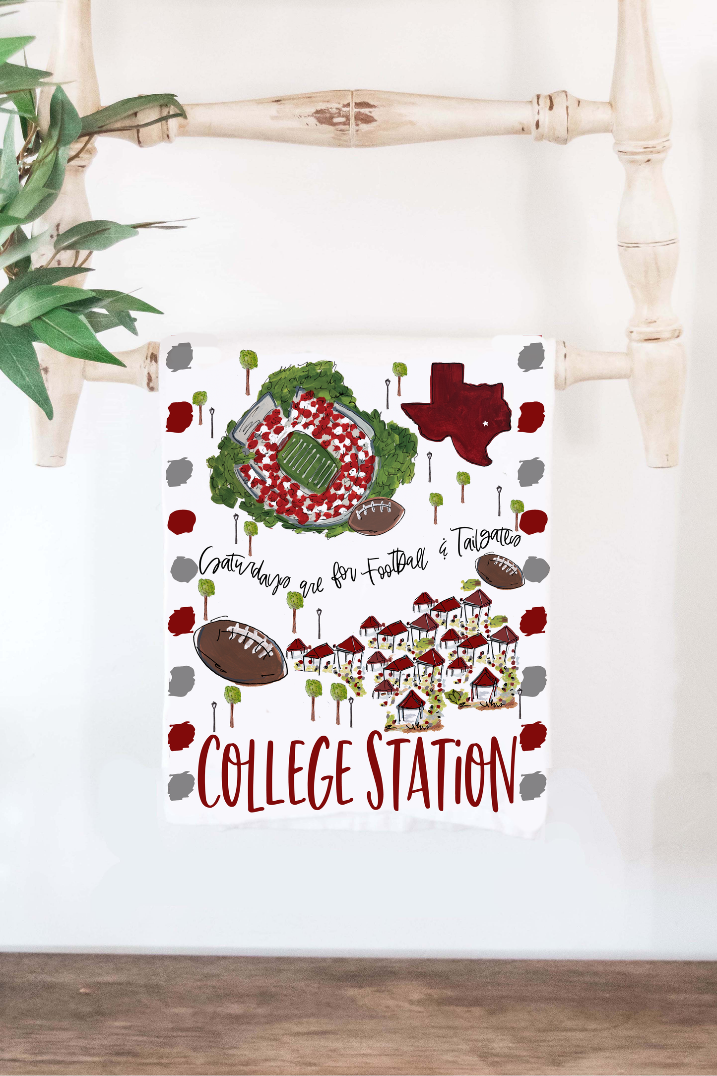Saturdays College Station, TX Tea Towel