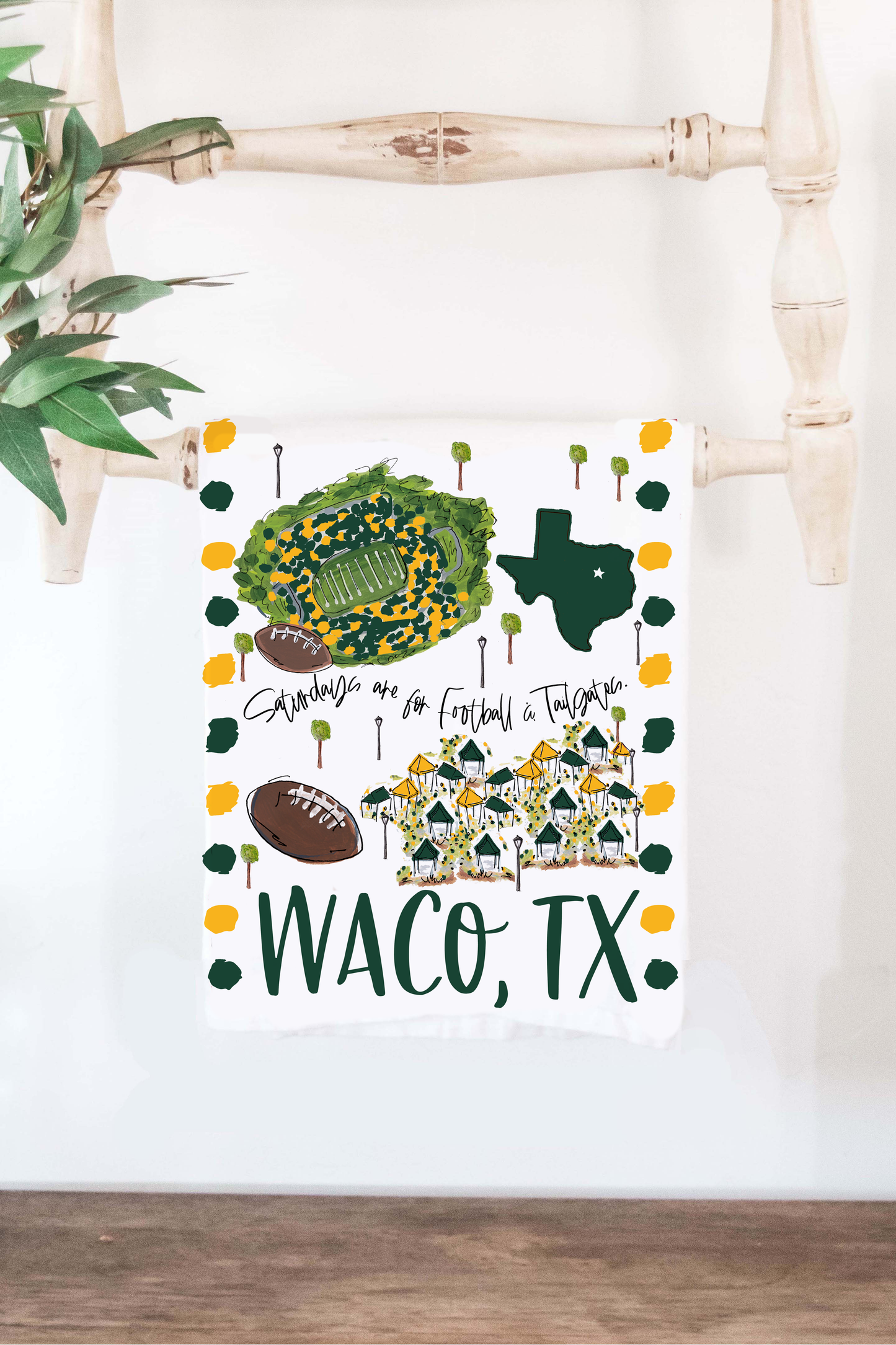 Saturdays Waco, TX Tea Towel
