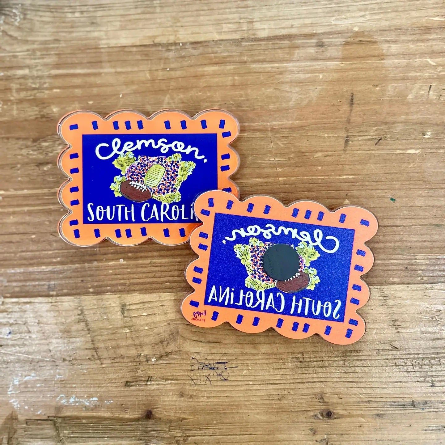 ACRYLIC Clemson, SC Scalloped Stadium Magnet