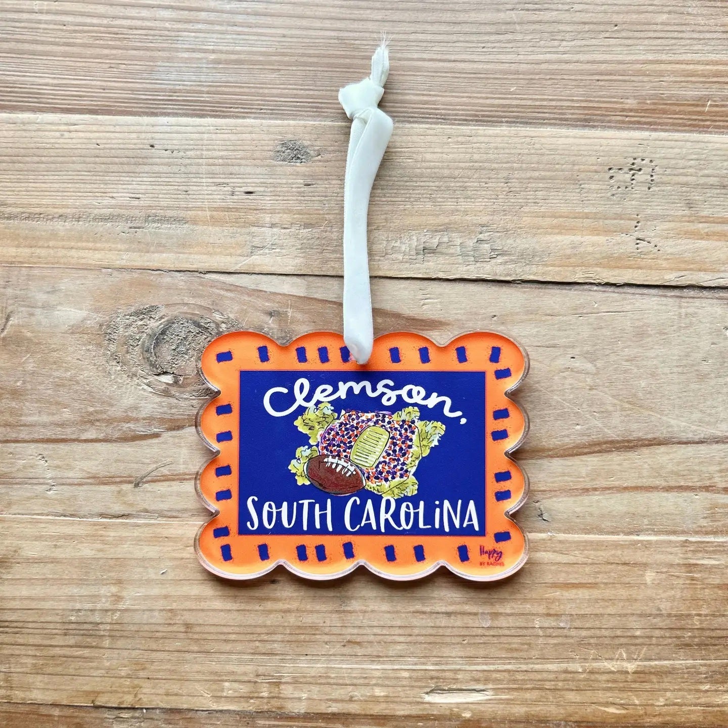 ACRYLIC Clemson, SC Scalloped Stadium Ornament