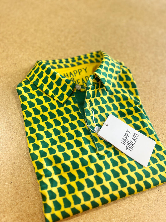 Youth Green and Yellow Augusta Polo