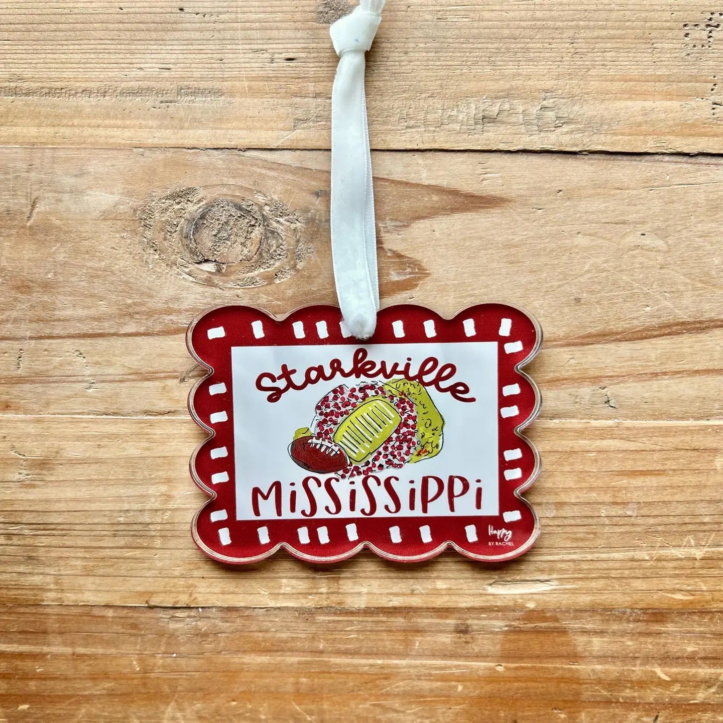 ACRYLIC Starkville, MS Scalloped Stadium Ornament