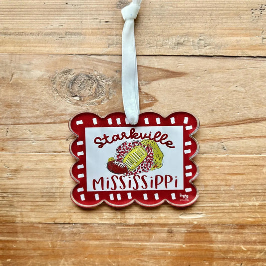 ACRYLIC Starkville, MS Scalloped Stadium Ornament