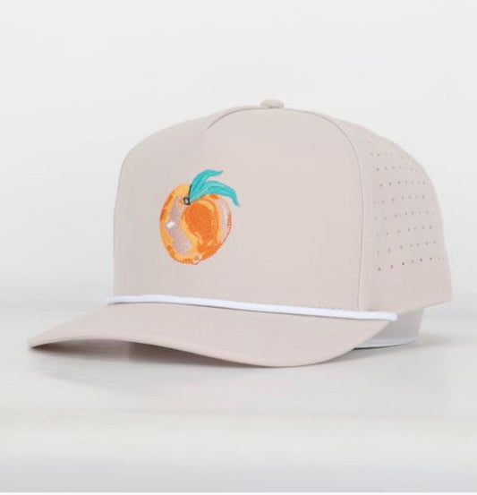 Khaki Georgia Peach Embroidered Hat with Rope