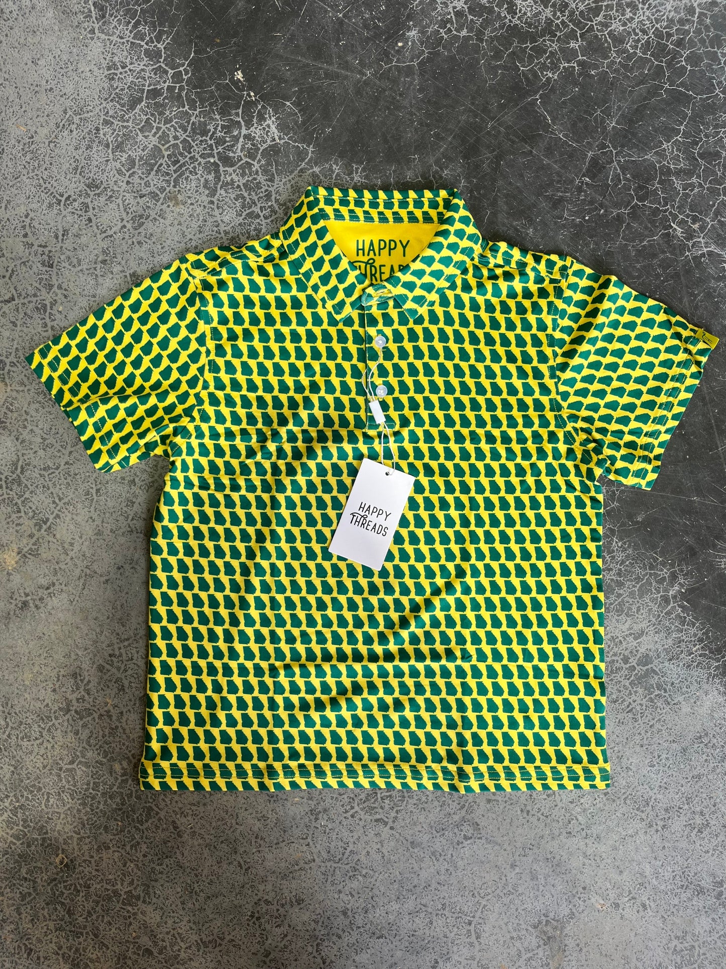Youth Green and Yellow Augusta Polo