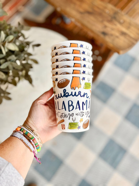Auburn, AL Multi Sport Collage Style Reusable Cups