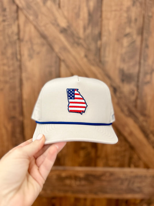 Khaki American Flag Georgia Hat