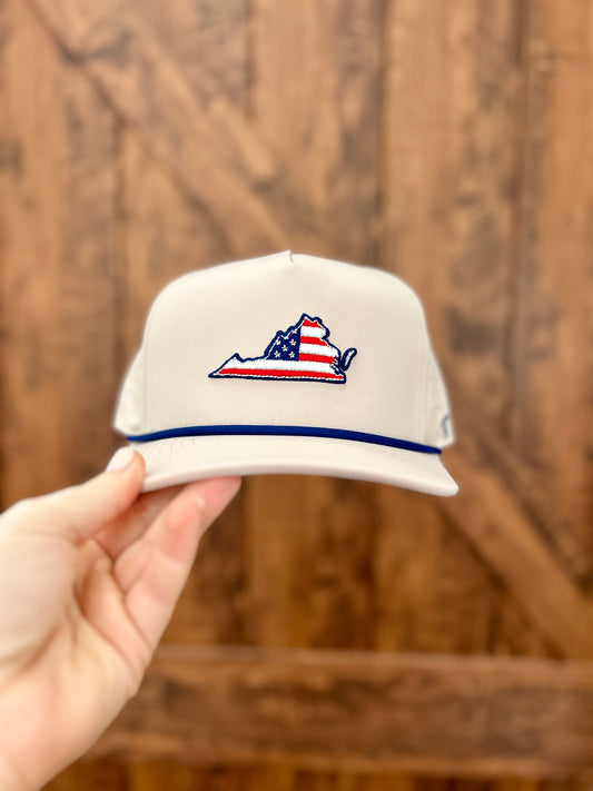 Khaki American Flag Virginia Hat