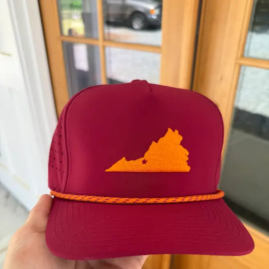 Embroidered Blacksburg, VA State Maroon Hat