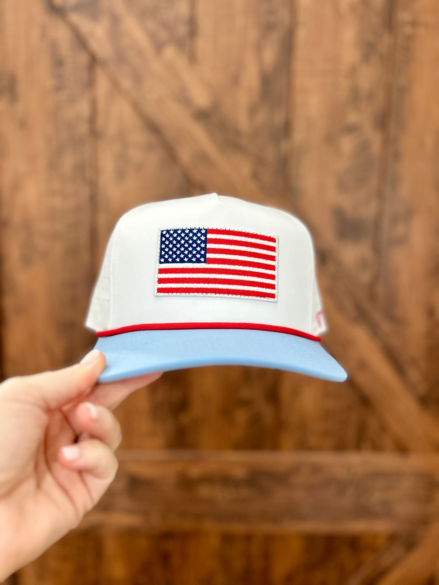 BABY BLUE AMERICAN FLAG HAT