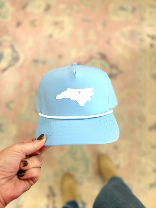 Baby Blue State of NC Embroidered Rope Hat