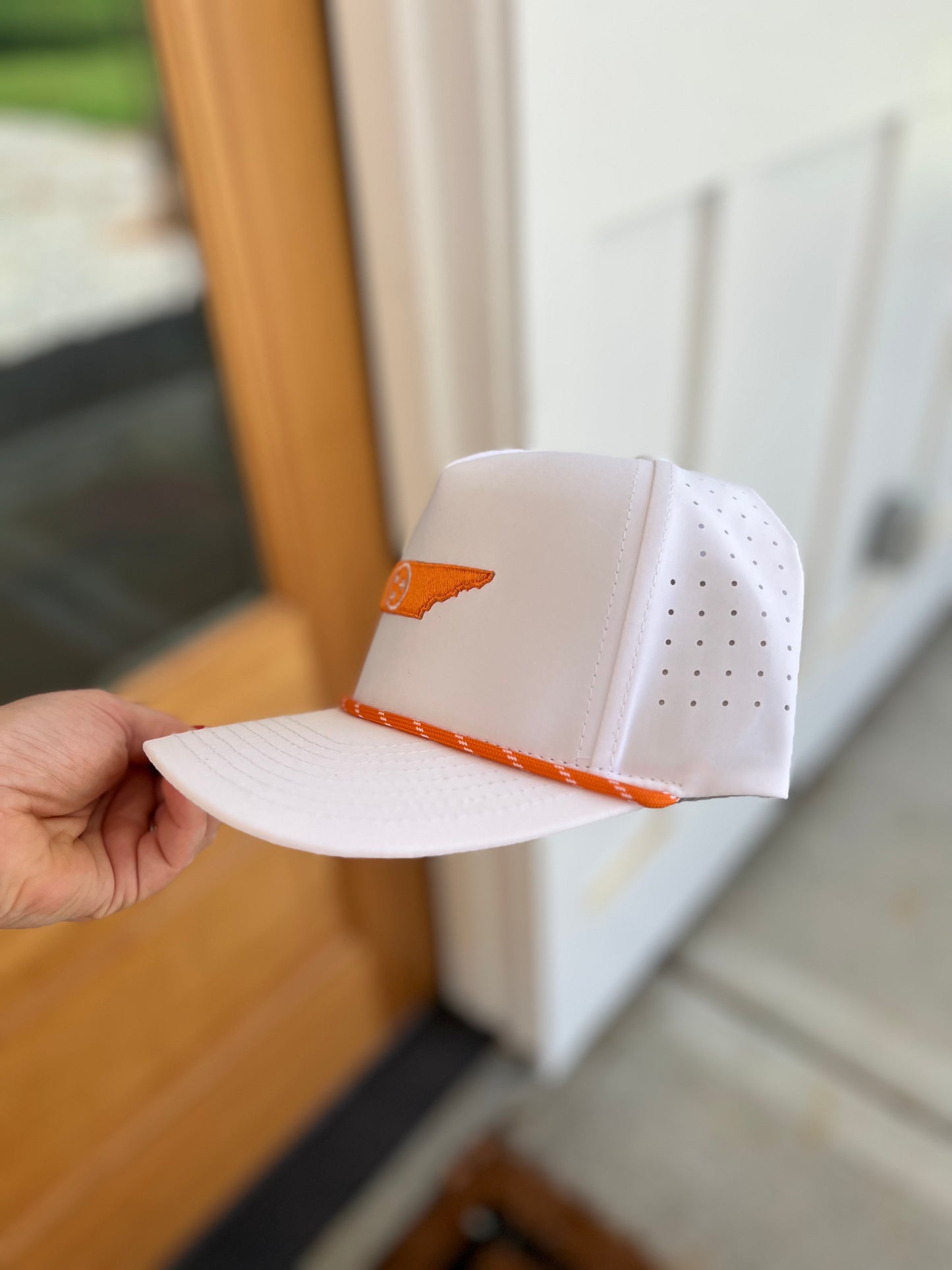 State of TN Rope Hat with Embroidered Tri State, White