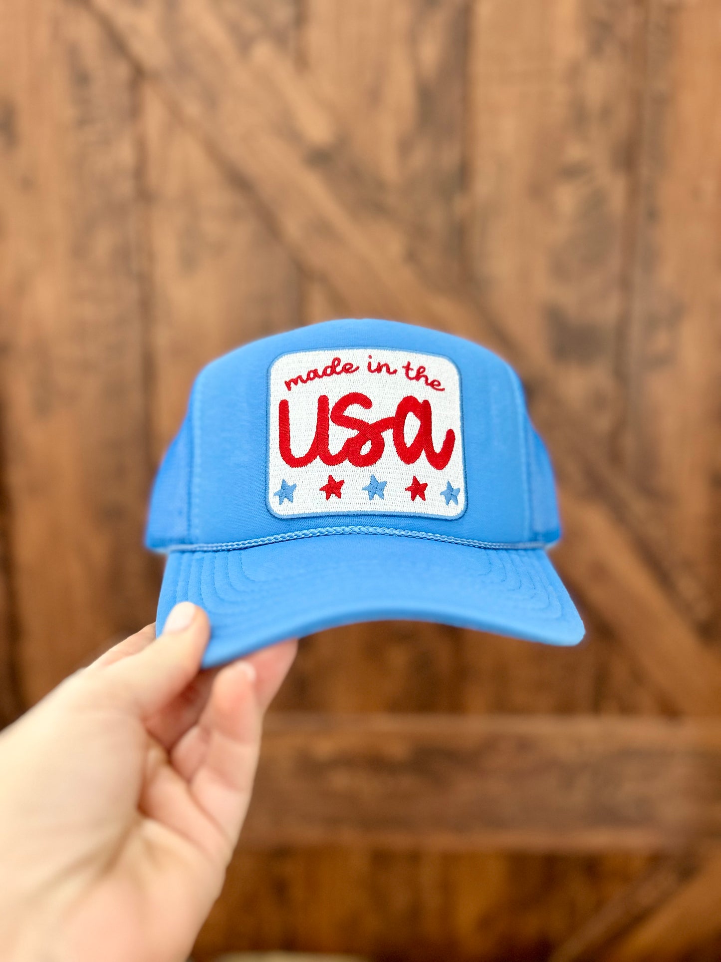 MADE IN THE USA PATCH BLUE TRUCKER HAT