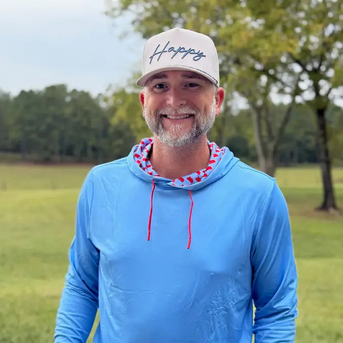 Oxford Powder Blue and Red State Performance Hoodie