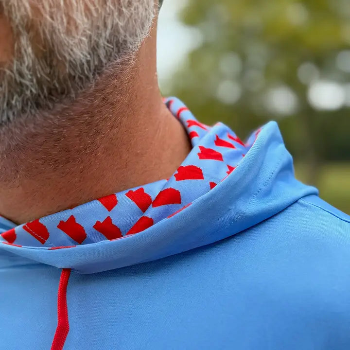 Oxford Powder Blue and Red State Performance Hoodie