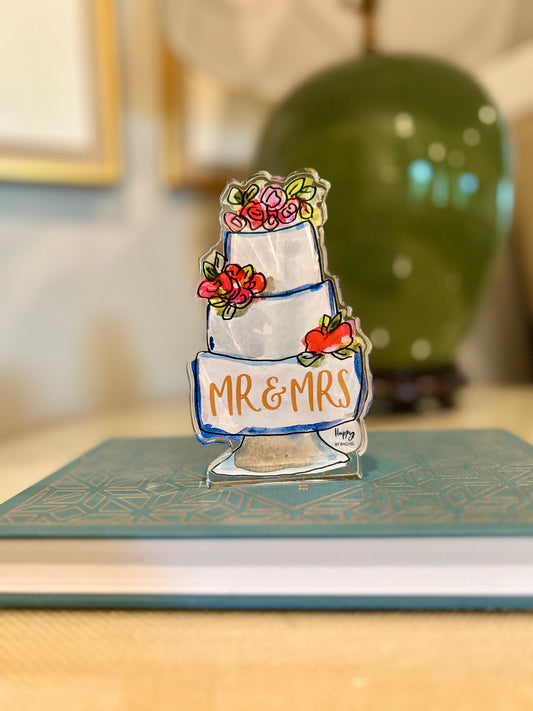 ACRYLIC Mr & Mrs Cake Sitter & Napkin Weight