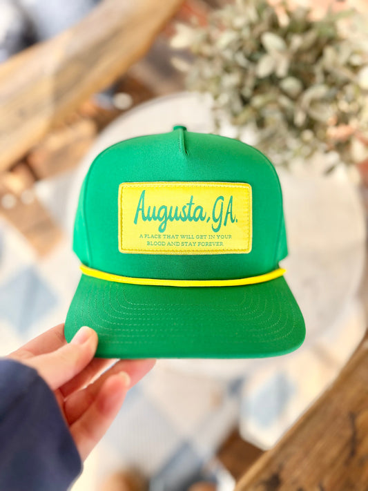 Youth Green and Yellow Augusta, GA Patch Hat with Rope
