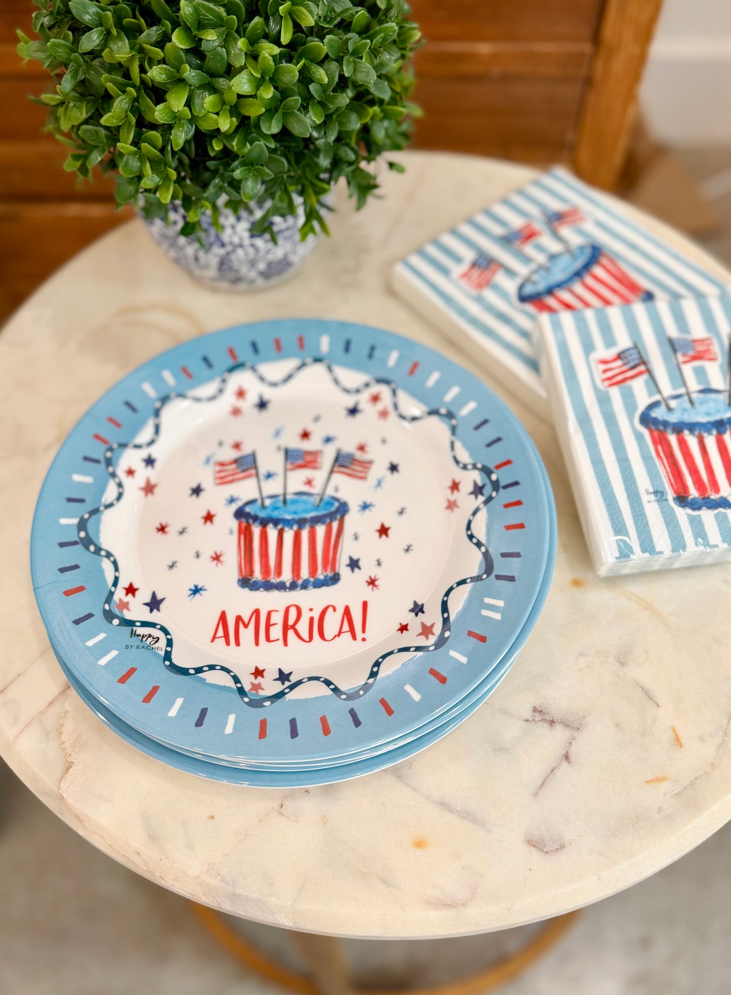 AMERICA 9" Melamine Plates, Set of 4