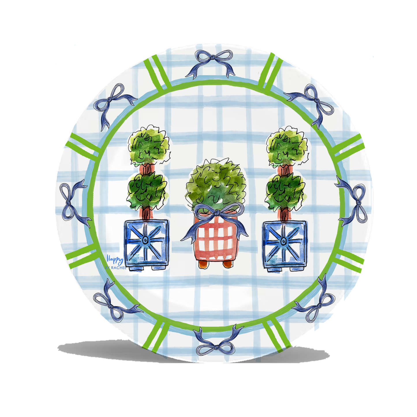 Plaid Greenery and Bows Melamine Plates (set of 4)