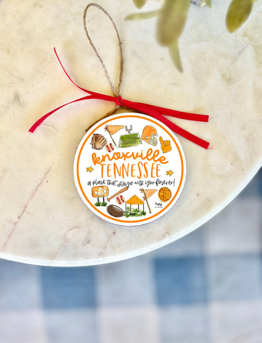 Knoxville, TN Multi Sport Wood and Enamel Ornament