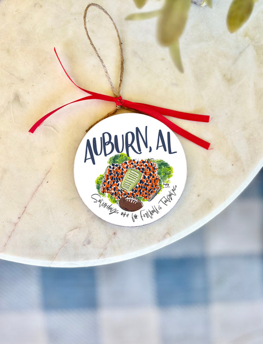 Auburn, AL Wood & Enamel Ornament