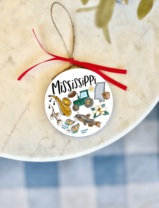 State of Mississippi Wood & Enamel Ornament