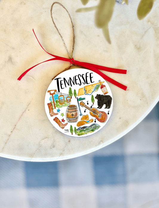 State of Tennessee Wood & Enamel Ornament