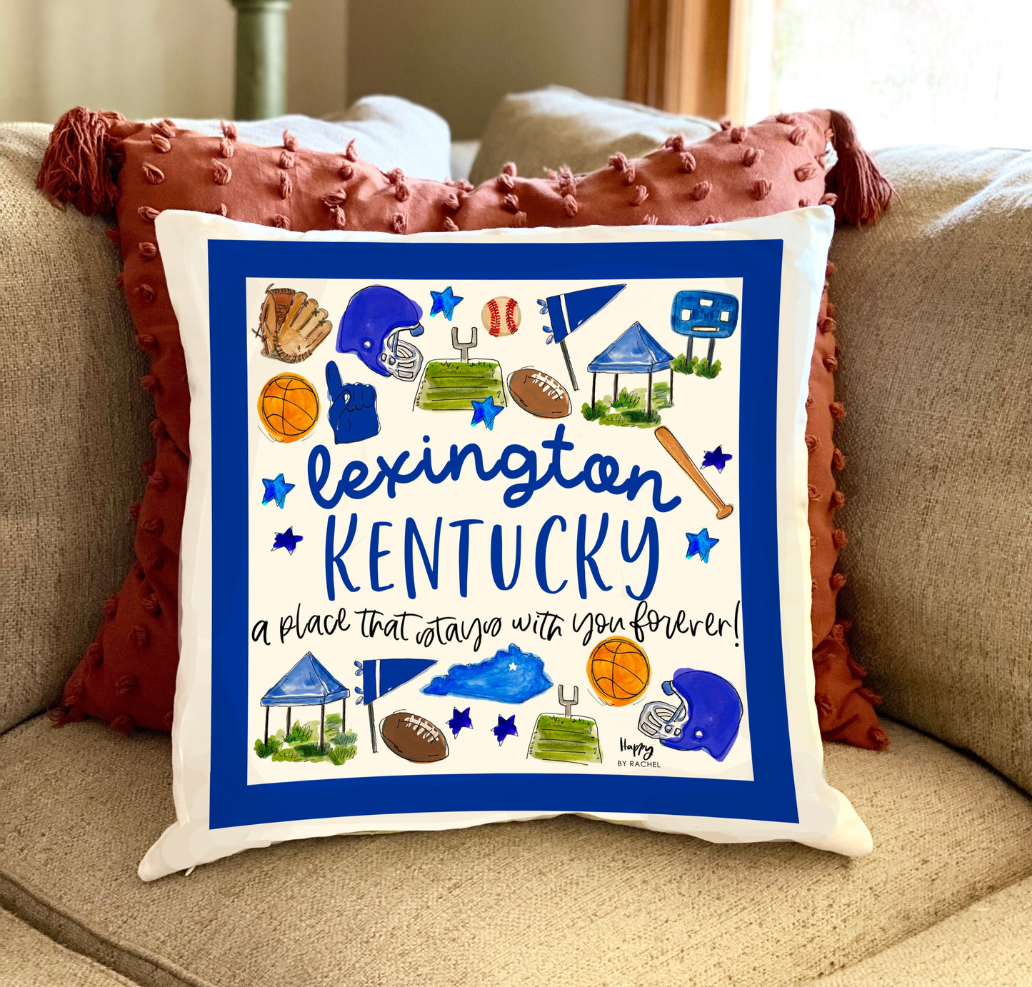 Lexington, KY Multi Sport Double Sided Square Pillow