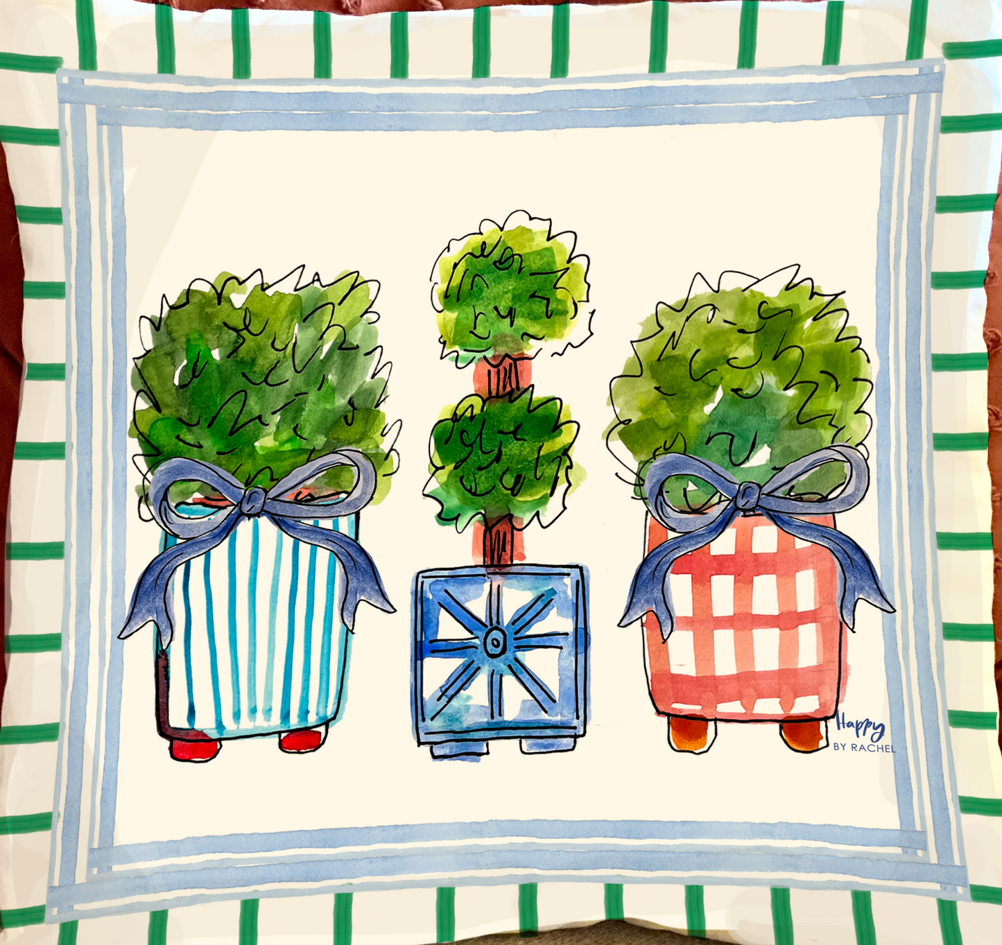 Plant and Bow Double-Sided Pillow